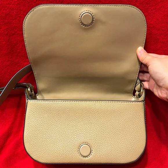 Price Firm Michael Kors Samira Tan Gold Studded Leather Flap Messenger Crossbody - Picture 10 of 13